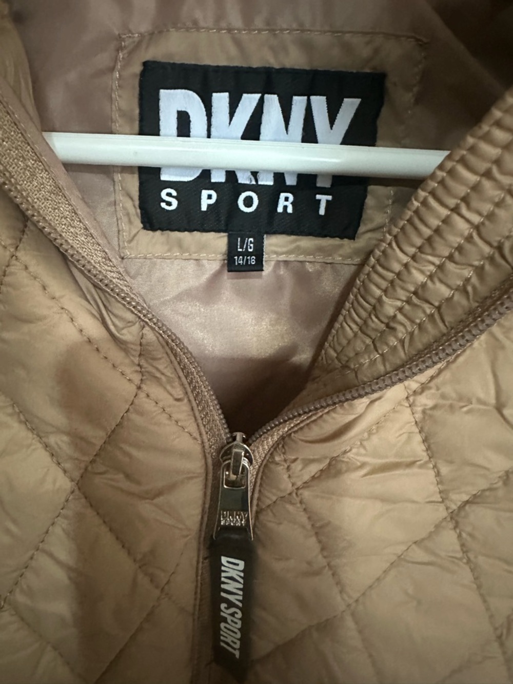DKNY Sport Jacket Girls L Sherpa Quilted Taupe Puffer Hybrid XS Petite - Picture 5 of 6